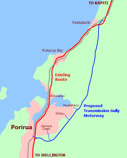 Transmission Gully motorway route through Wellington hill country, one of New Zealand's most delayed and cost-escalated infrastructure projects