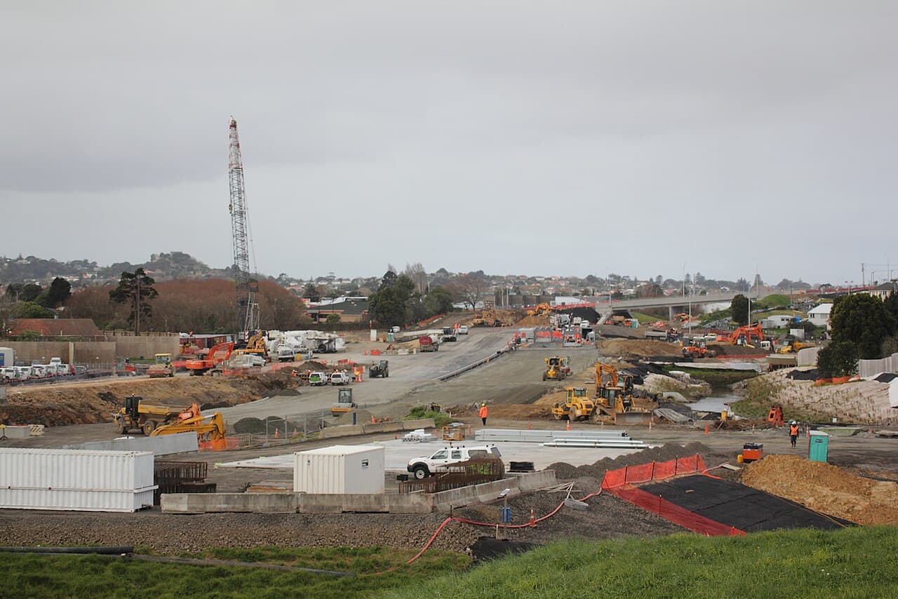 Construction work on the Waterview motorway tunnel in Auckland, New Zealand