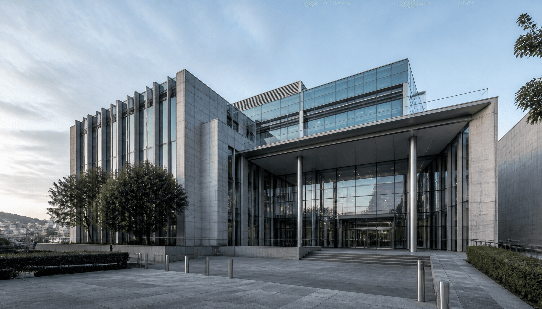 Reserve Bank of New Zealand headquarters exterior in early morning light
