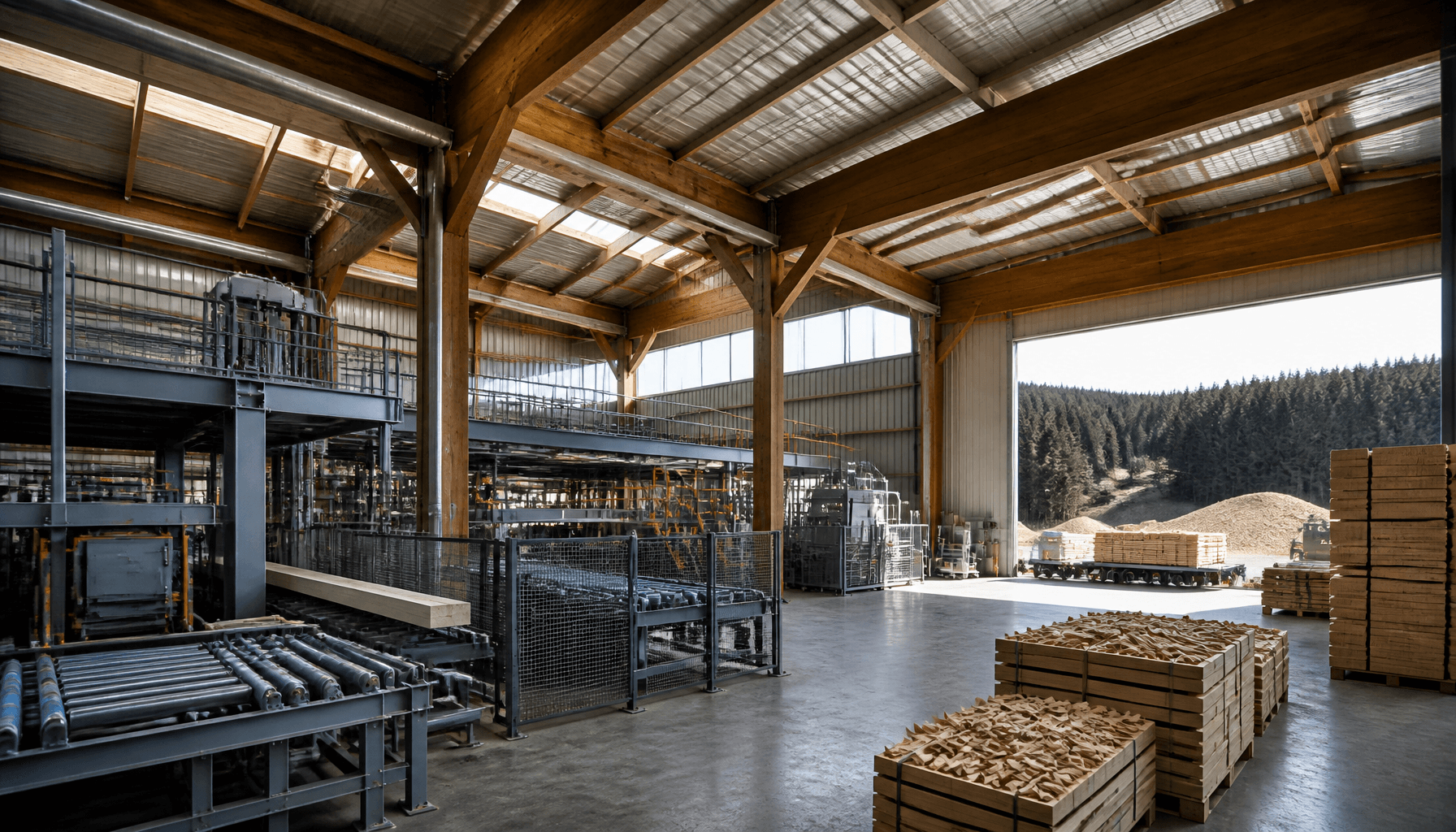 New Zealand manufacturing facility interior with timber elements and new plant machinery
